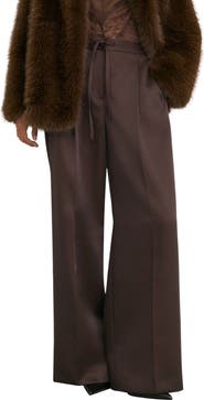 Reiss Ellen Satin Drawstring Wide Leg Pants