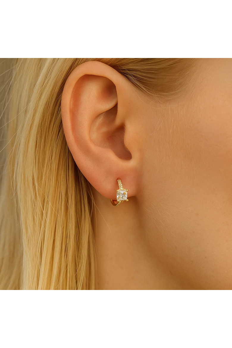 Lila Square-Cut Huggie Hoop Earrings, Alternate, color, Gold