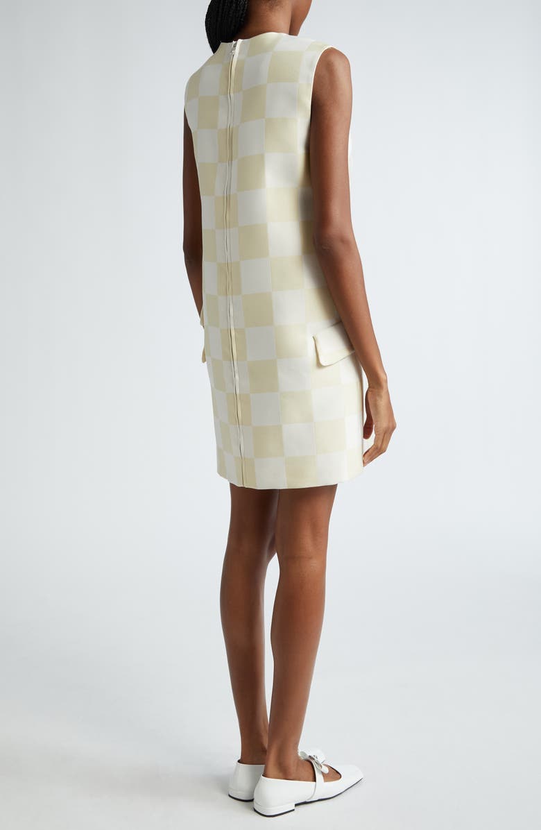 Versace Check Duchesse Satin Shift Minidress, Alternate, color,