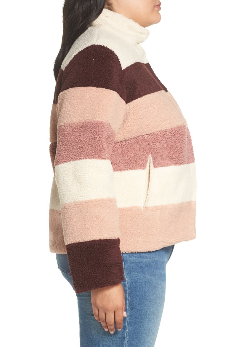 Stripe Faux Shearling Jacket, Alternate, color, IVORY EGRET MUTLI STRIPE