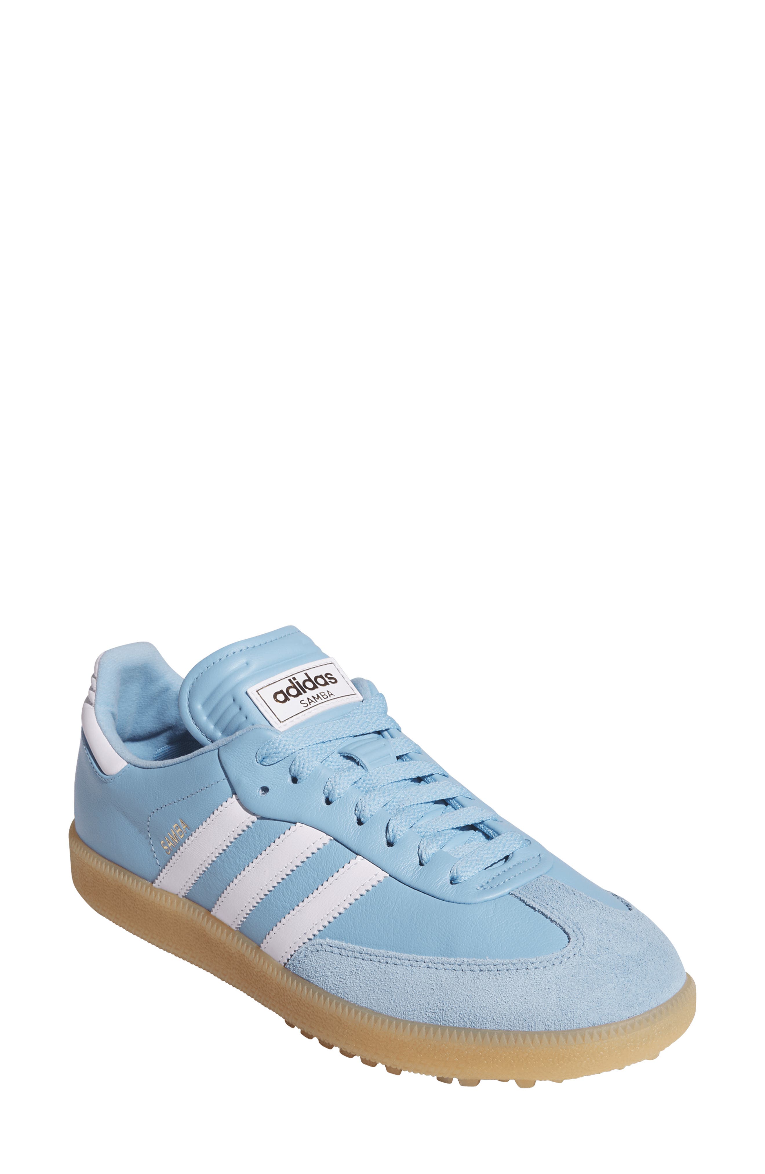 Gender Inclusive Samba Spikeless Golf Shoe, Main, color, WHITE/ BLUE