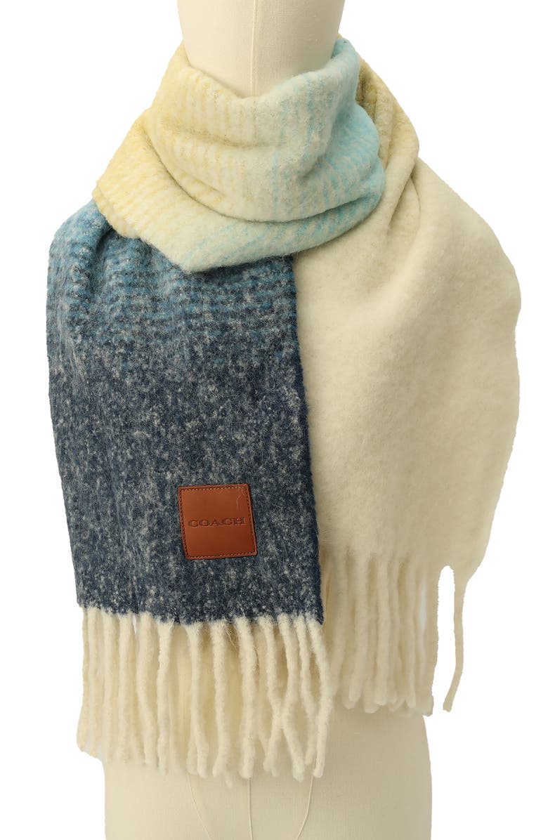 COACH Alpaca Blend Ombré Muff Scarf, Alternate, color, Navy Multi
