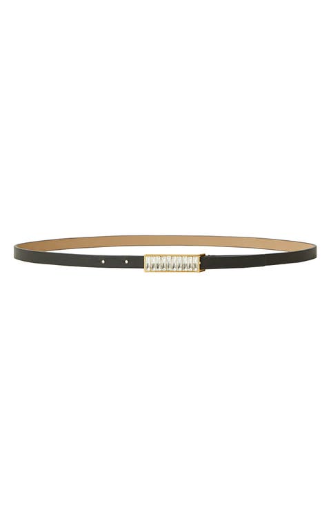 Ava Crystal Buckle Leather Belt