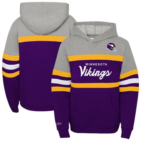 Youth Mitchell & Ness  Purple Minnesota Vikings Throwback Head Coach Pullover Hoodie