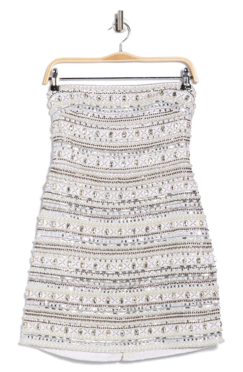 L'AGENCE Crystal Embellished Strapless Minidress, Alternate, color, Crystal Bead Mix