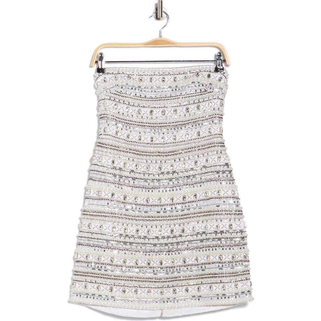 L'agence Crystal Embellished Strapless Minidress In Gray