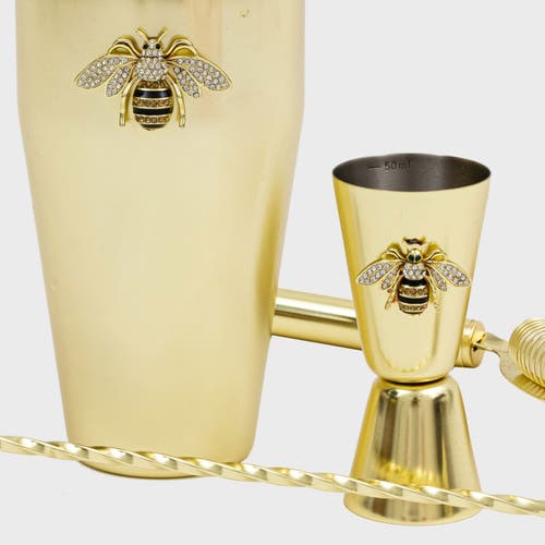 Joanna Buchanan Stripey Bee Cocktail Shaker Set In Gold