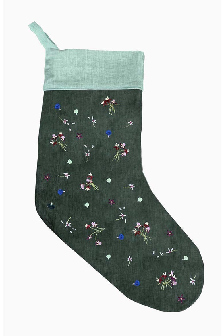 Mushroom Garden Holiday Stocking, Main, color, Green
