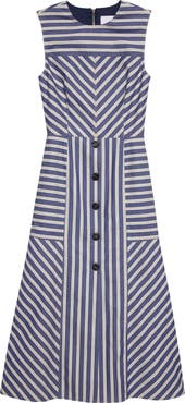 Carolina Herrera Stripe A-Line Cotton Midi Dress