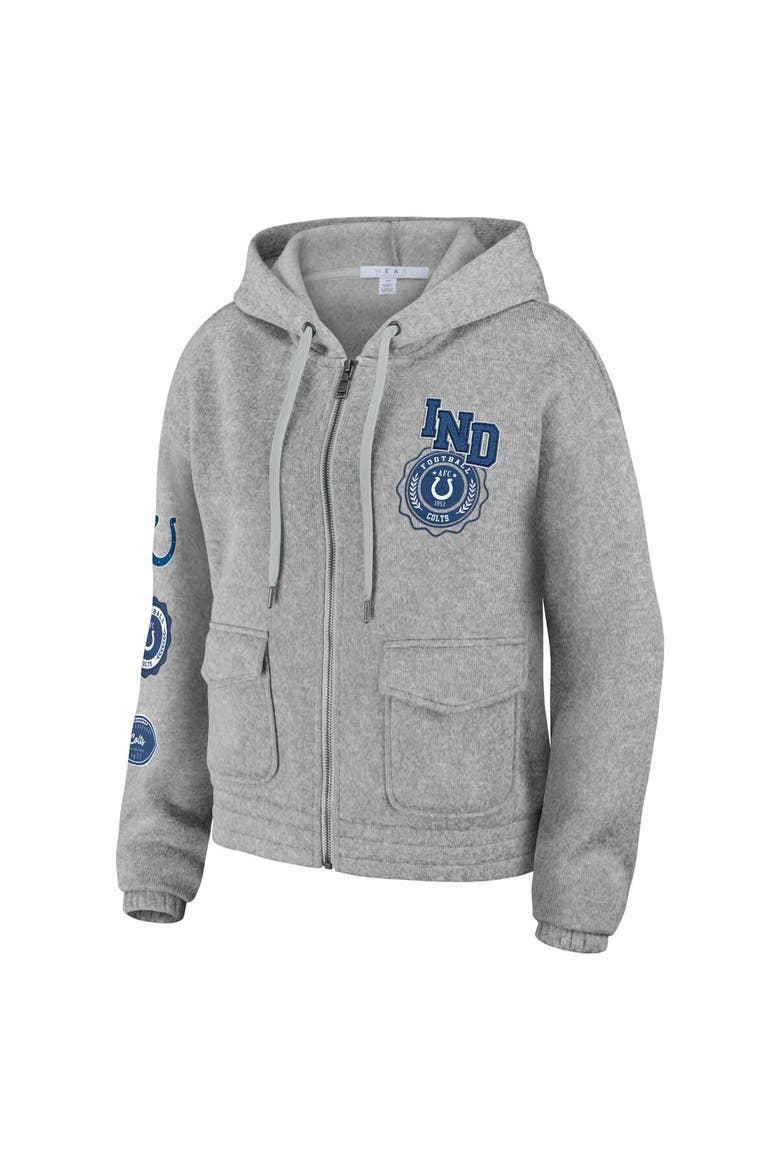 Women's WEAR by Erin Andrews Heather Gray Indianapolis Colts Full-Zip Hoodie, Alternate, color, Heather Gray
