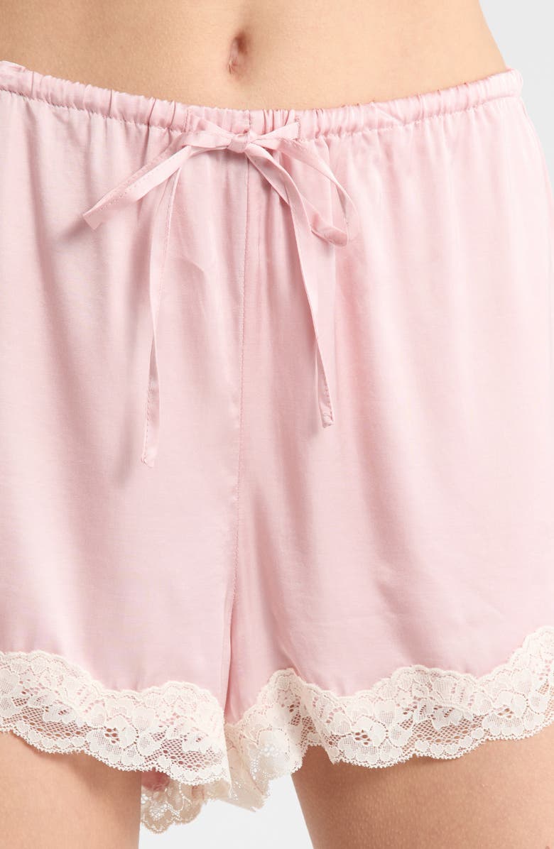 Papinelle Annabelle Satin Lace Trim Short Pajamas, Alternate, color, Papinelle Pink