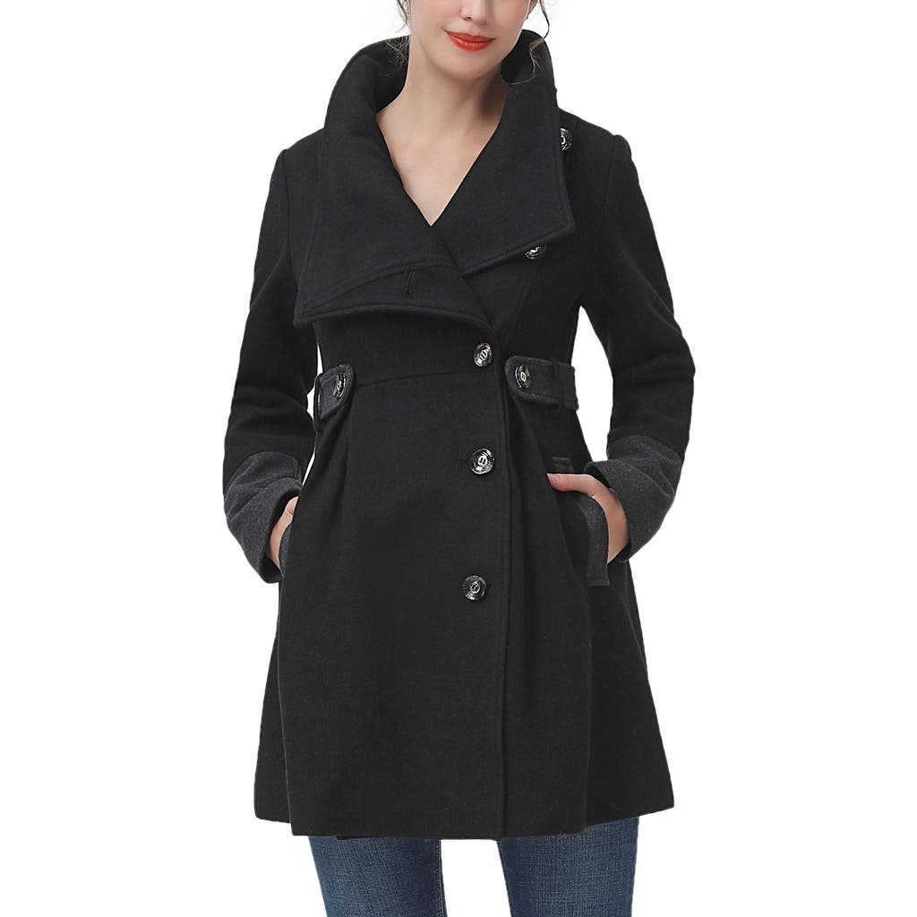 Kimi & Kai Harper Maternity Wool Coat In Black