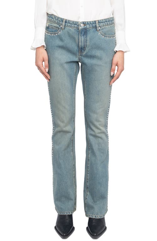 Zadig & Voltaire Eclip Denim High Rise Stud Trim In Light Blue In Blue