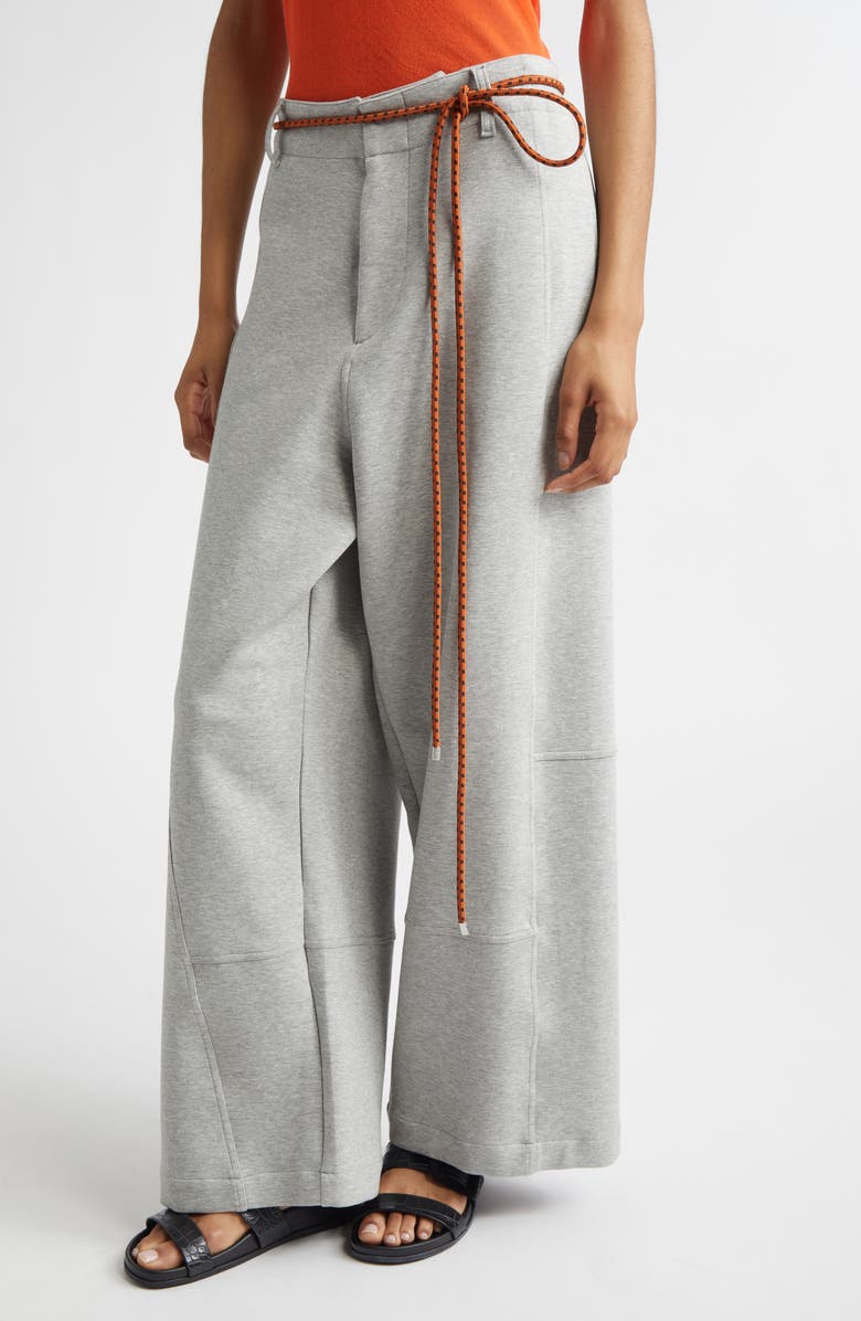 PLAN C Cotton Blend Scuba Knit Wide Leg Pants, Main, color, Granite Grey Melange