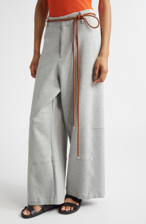 Cotton Blend Scuba Knit Wide Leg Pants