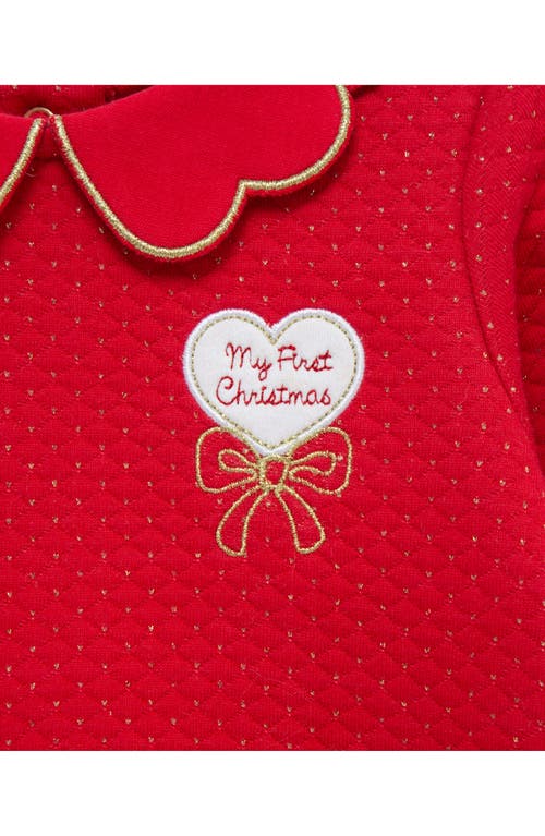 Little Me First Christmas Holiday Top & Joggers Set In Red