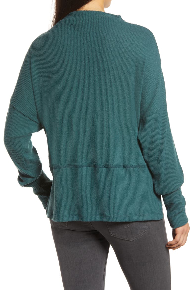 Rib Funnel Neck Sweater, Alternate, color, GREEN PONDEROSA