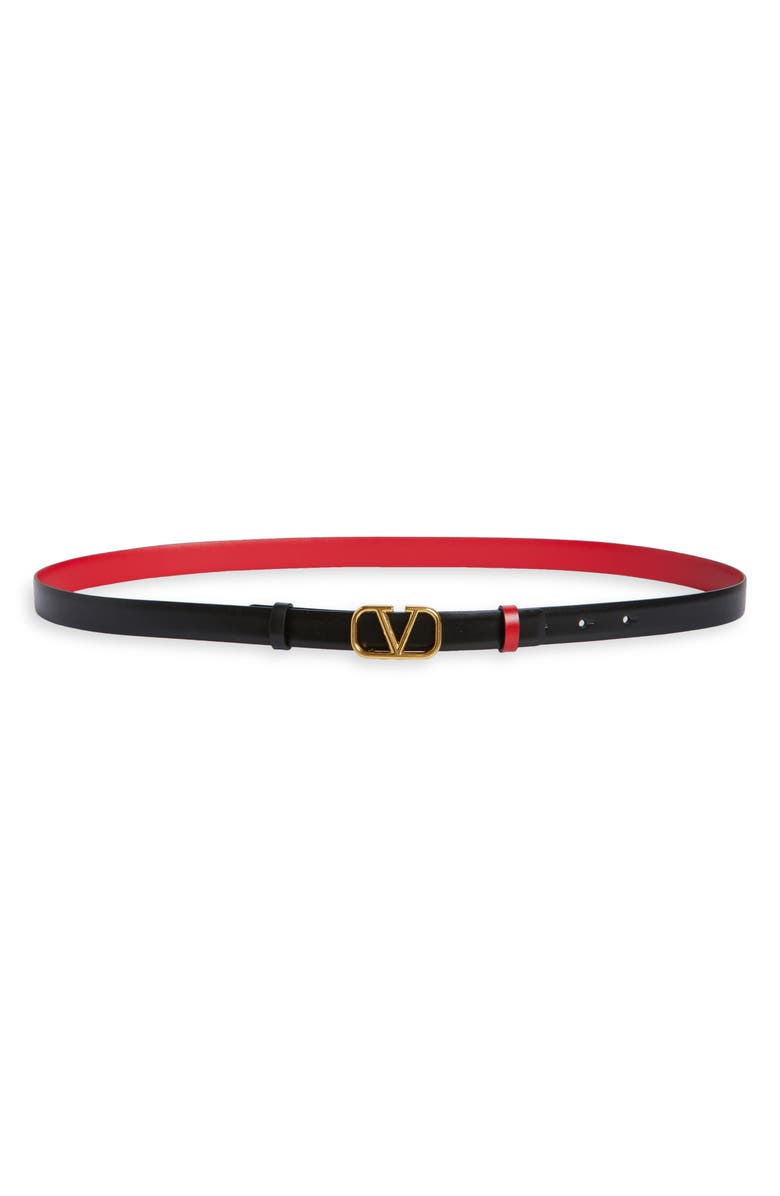 Valentino Garavani VLOGO Reversible Leather Belt, Main, color, Black/ Red