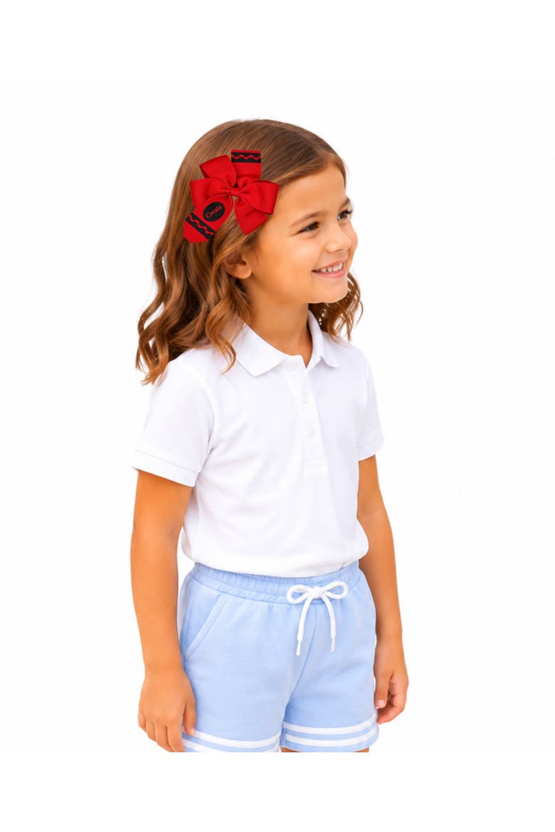 Crayon Back-to-School Hair Bow, Alternate, color, Red