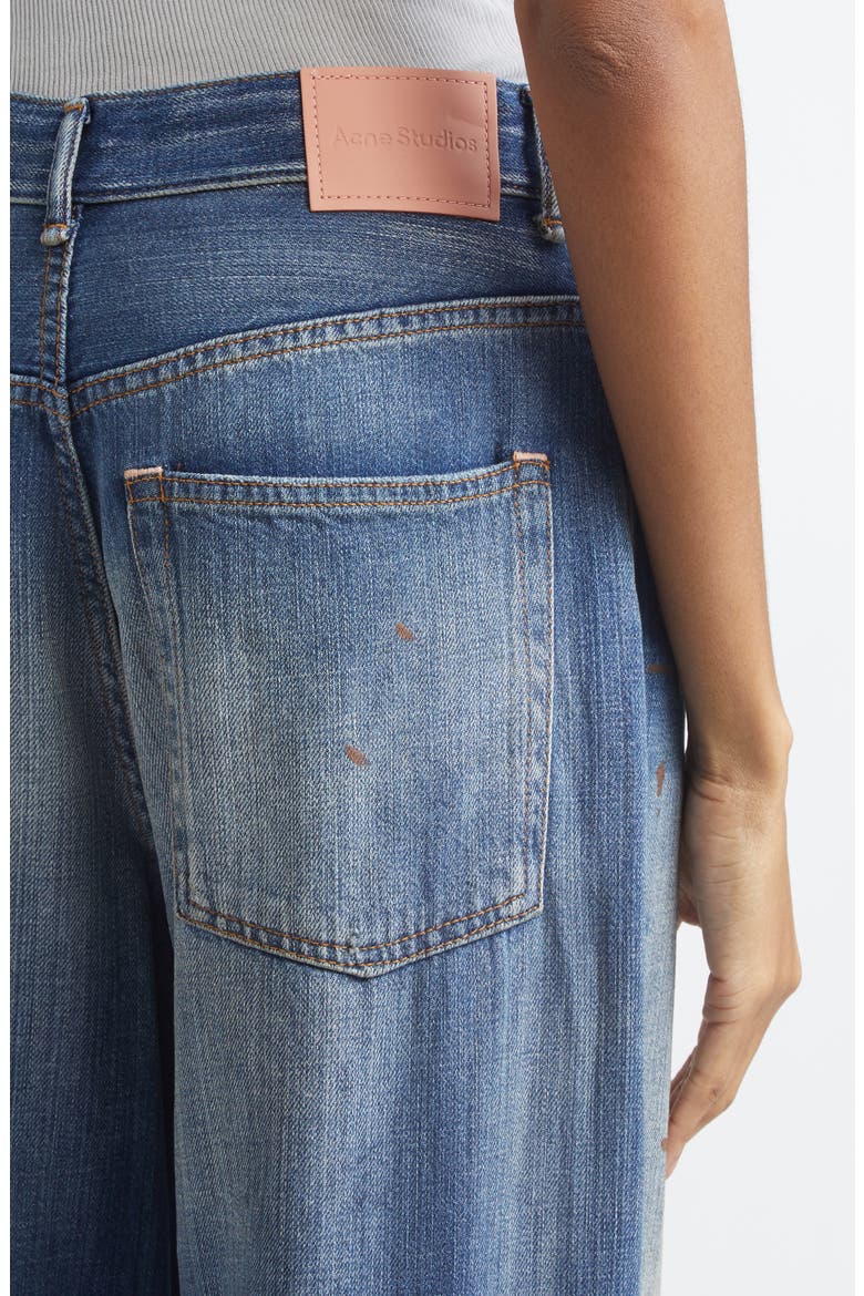 Distressed and Dirtied Regular Fit Wide Leg Jeans, Alternate, color, MID BLUE