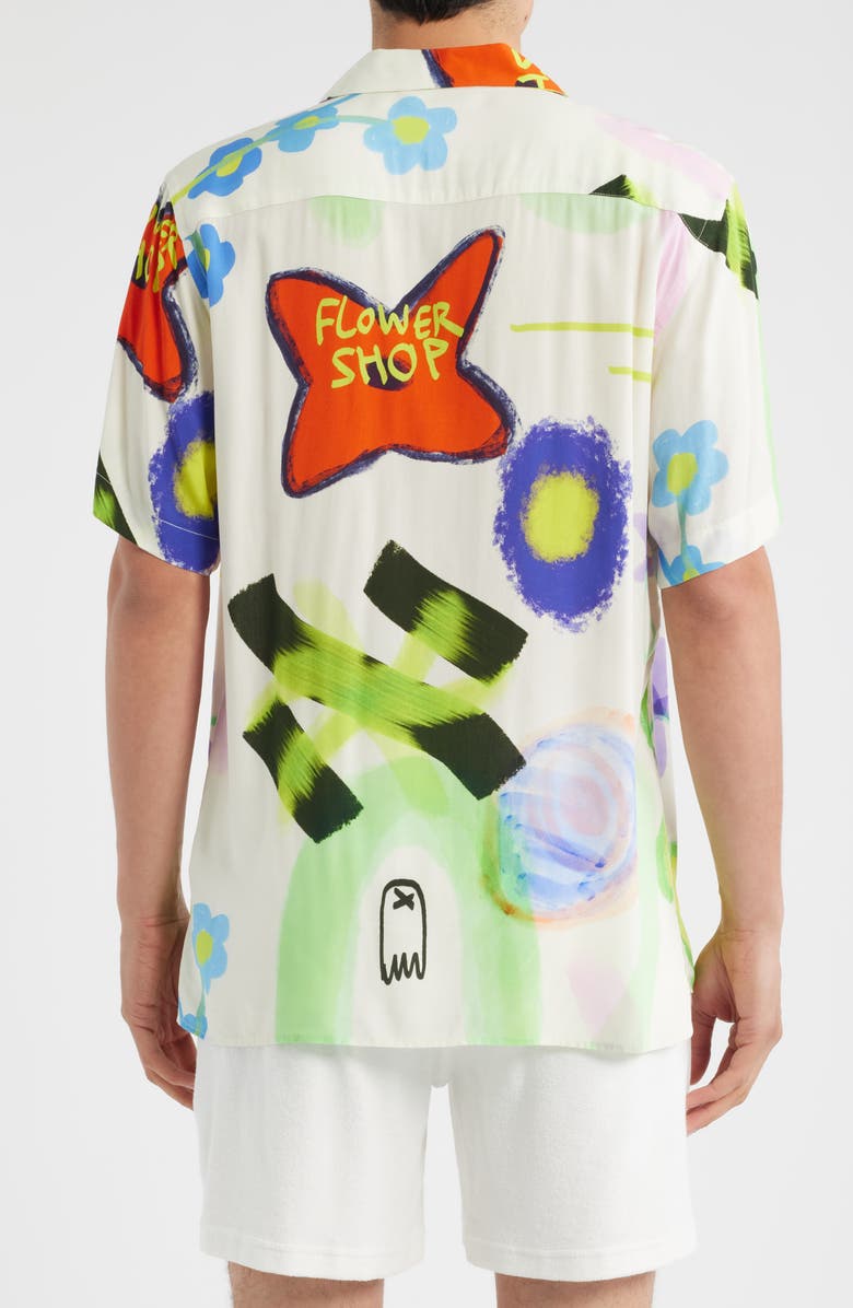 OAS Abstract Print Viscose Camp Shirt, Alternate, color, Flower Shop