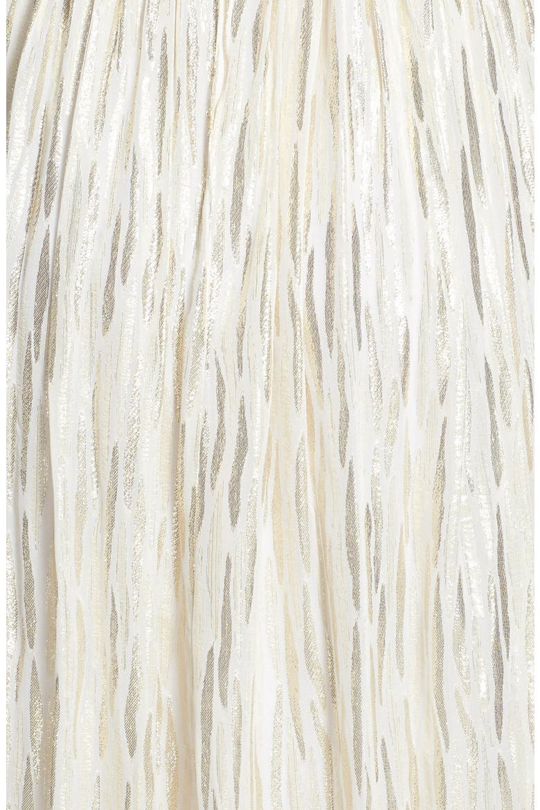'Coralie' Foiled Silk Chiffon Gown, Alternate, color, IVORY