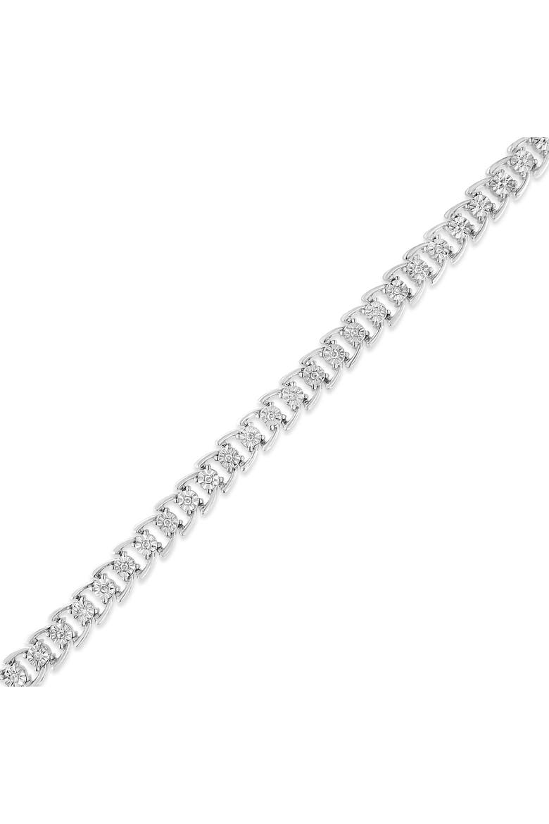 Silver 1/4 Cttw Diamond Composite Linked Composite Line Bracelet, Alternate, color, White
