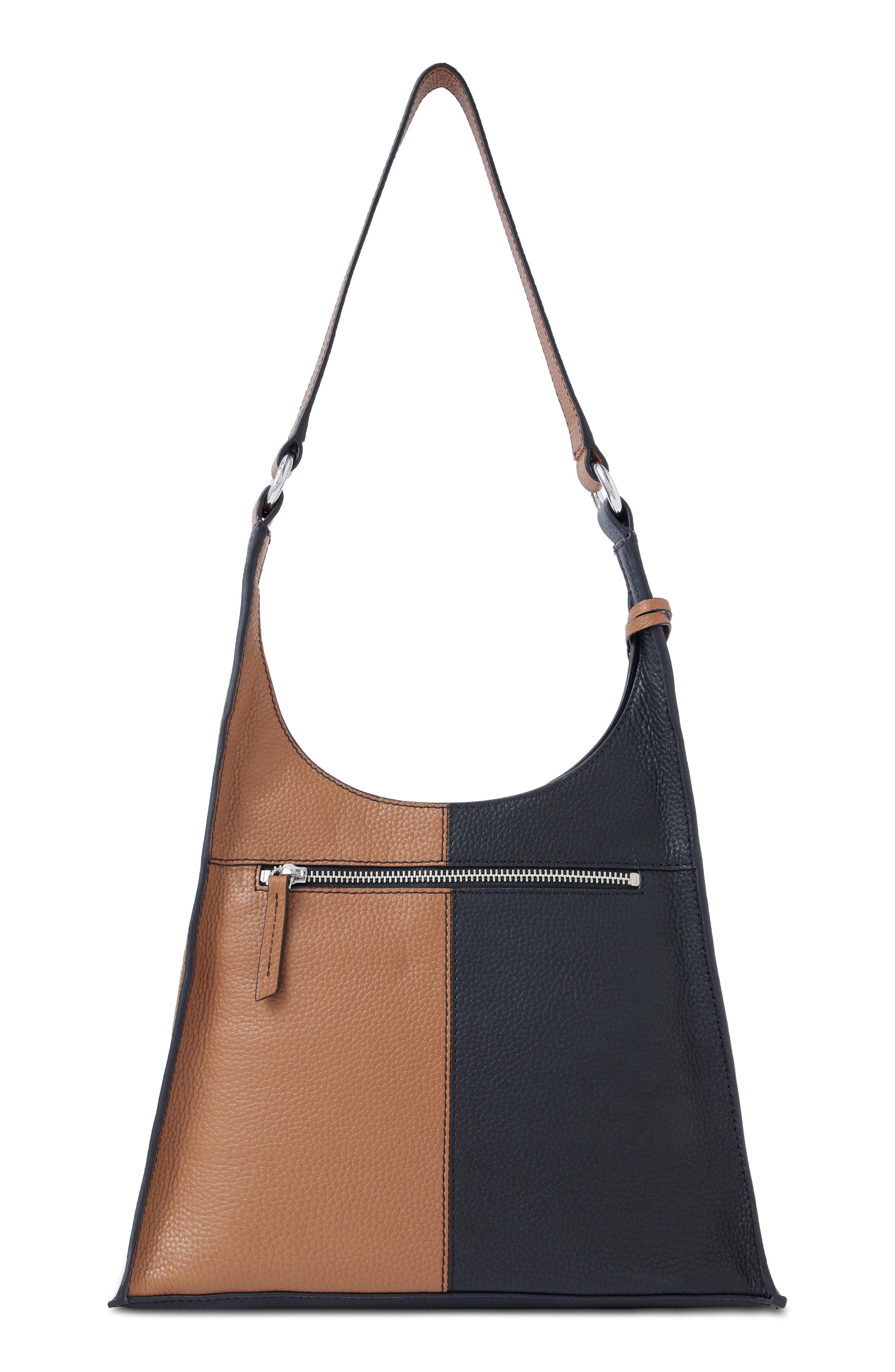 Winnie Soft Leather Shoulder Bag, Alternate, color, BLACK/ TAN