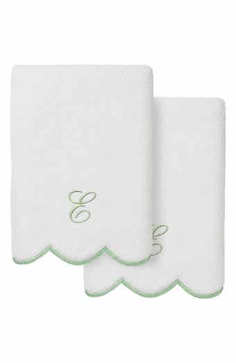 Adornia Scallop Initial Set of 2 Hand Towels