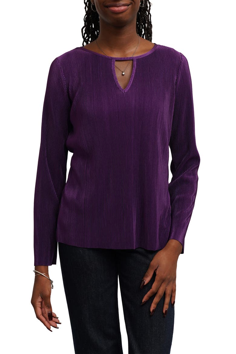 Keyhole Pleated Top, Main, color, MULBERRY