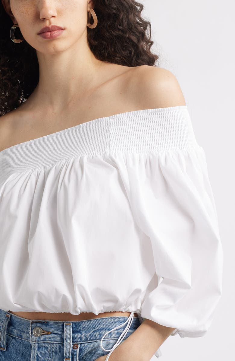 Nordstrom Off the Shoulder Cotton Poplin Shirt, Alternate, color, White