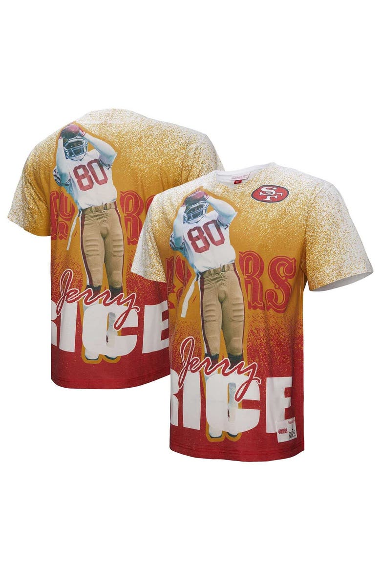 Men's Mitchell & Ness Jerry Rice Gray San Francisco 49ers Burst Retired Player T-Shirt, Alternate, color, Gray
