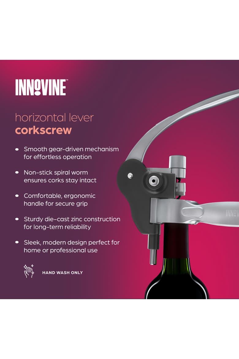 Horizontal Lever Corkscrew, Alternate, color, Black