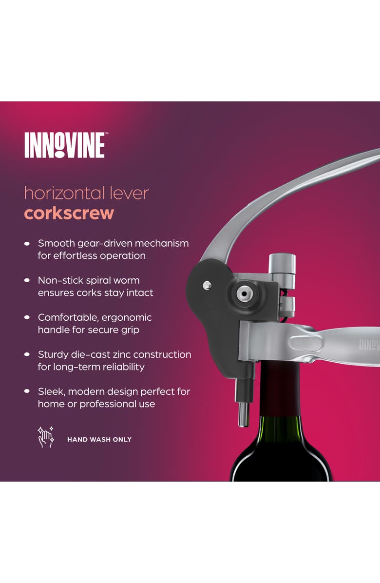 Innovine Horizontal Lever Corkscrew, Alternate, color, Black