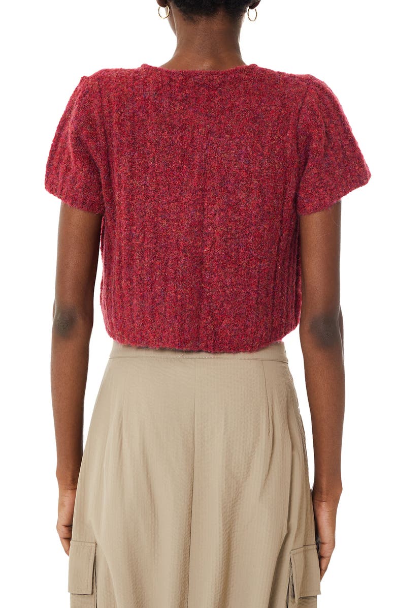 Find Me Now Billie Marled Short Sleeve Crop Cardigan, Alternate, color, Cardinal