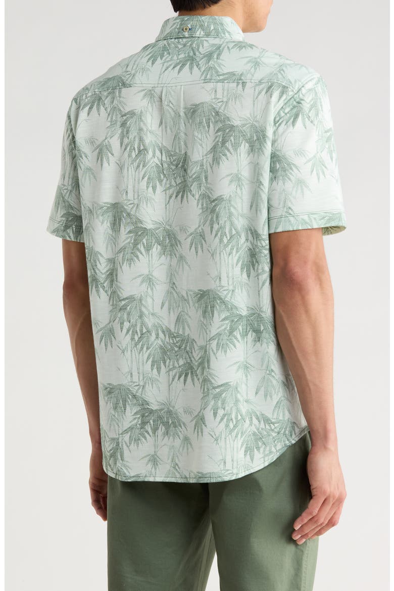 San Lucio Tides Bamboo Print IslandZone® Short Sleeve Cotton Blend Button-Up Shirt, Alternate, color, OXIDIZE METAL