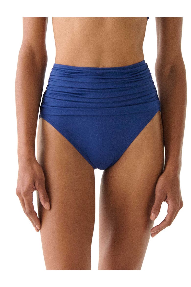Shirred High Waist Bikini Swim Bottom, Main, color, North Sea