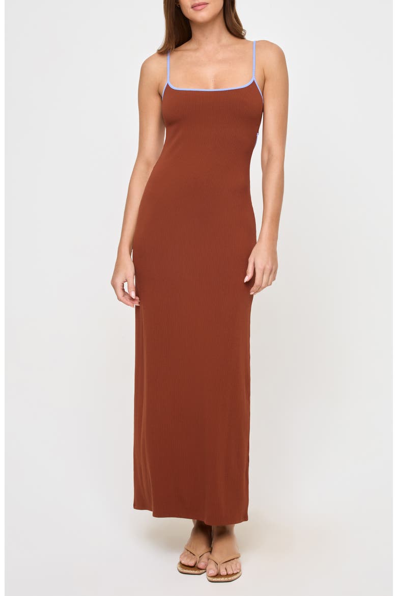Jordana Knit Cover-Up Maxi Dress, Main, color, TOBACCO/ VERI PERI