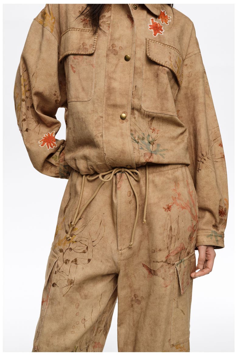Cargo Trousers With Stitching And Patches, Alternate, color, UNDERWATER GARDEN