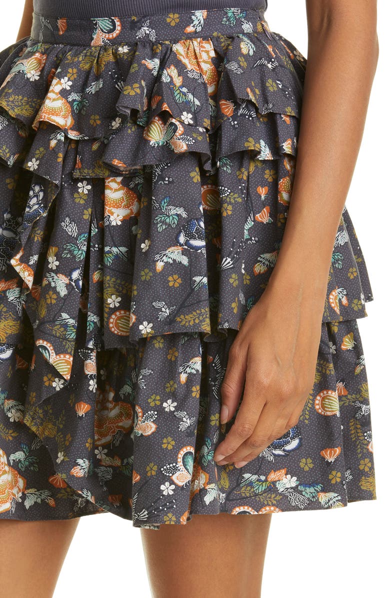 Ulla Johnson Alyssa Floral Tiered Skirt, Alternate, color,