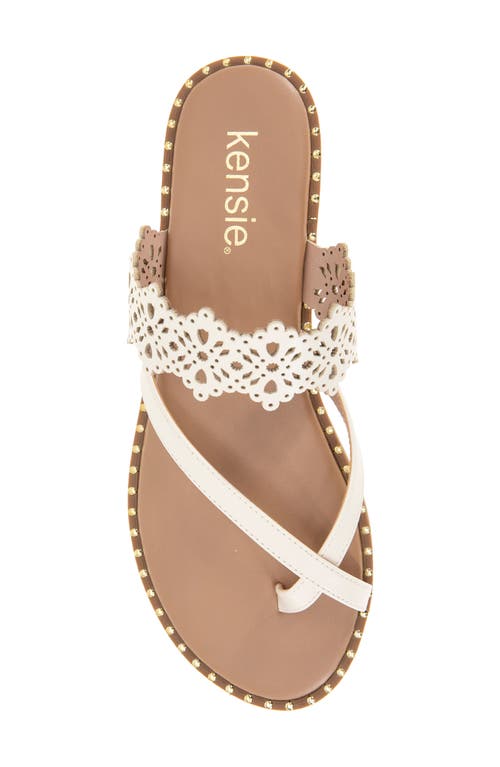 Kensie Masha Laser Cut Toe Loop Sandal In Off White