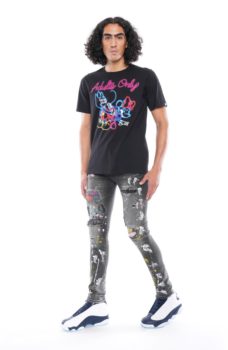 Cult of Individuality Punk Ripped Stretch Super Skinny Jeans, Alternate, color, Burst