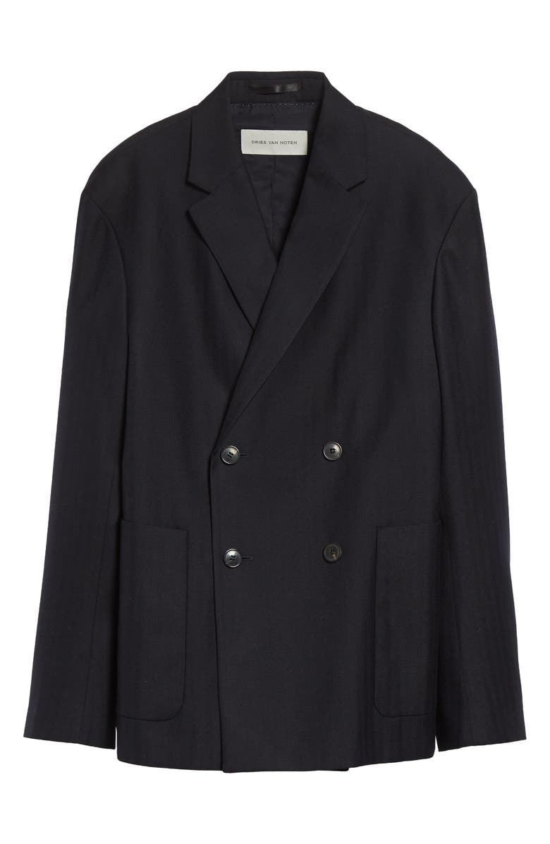 Dries Van Noten Barleys Double Breasted Wool Sport Coat, Alternate, color, Navy