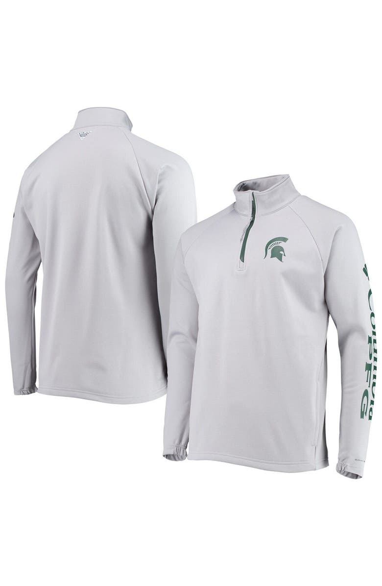 Columbia Men's Columbia Gray Michigan State Spartans Terminal Tackle Fleece Raglan Omni-Shade Quarter-Zip Jacket, Main, color, Gray