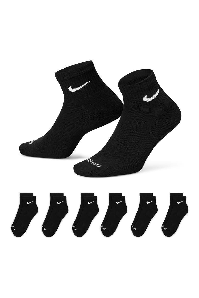 Dri-FIT 6-Pack Everyday Plus Cushioned Low Socks, Alternate, color, BLACK/ WHITE