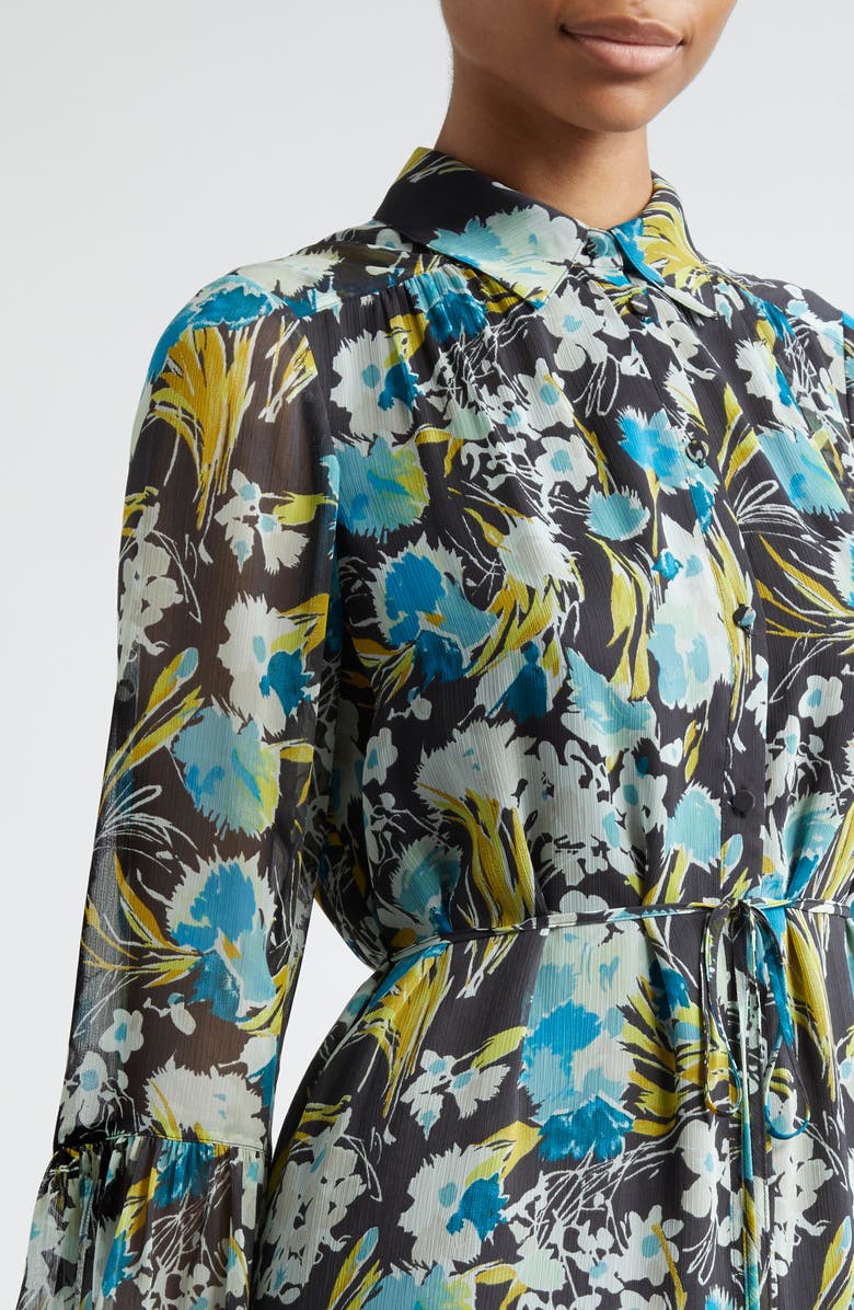 Cinq à Sept Lyra Tossed Floral Long Sleeve Minidress, Alternate, color, Obsidian Multi