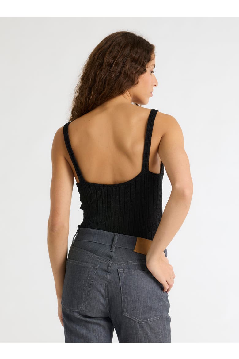 Novelty Metallic Rib V-Neck Tank, Alternate, color, METAL BLACK