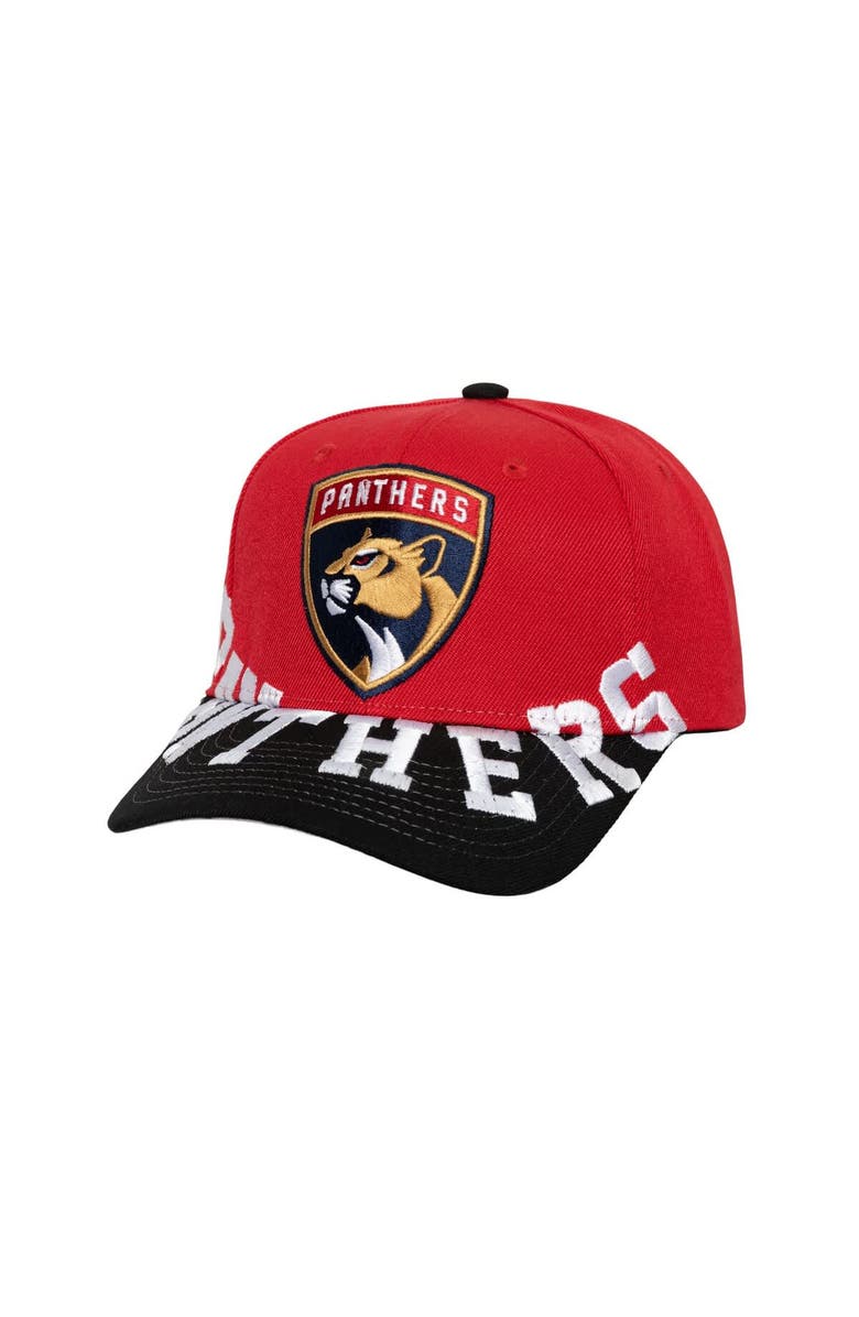 Mitchell & Ness Men's Mitchell & Ness Red/Black Florida Panthers Underarch Two-Tone Pro Crown Snapback Hat, Main, color, 