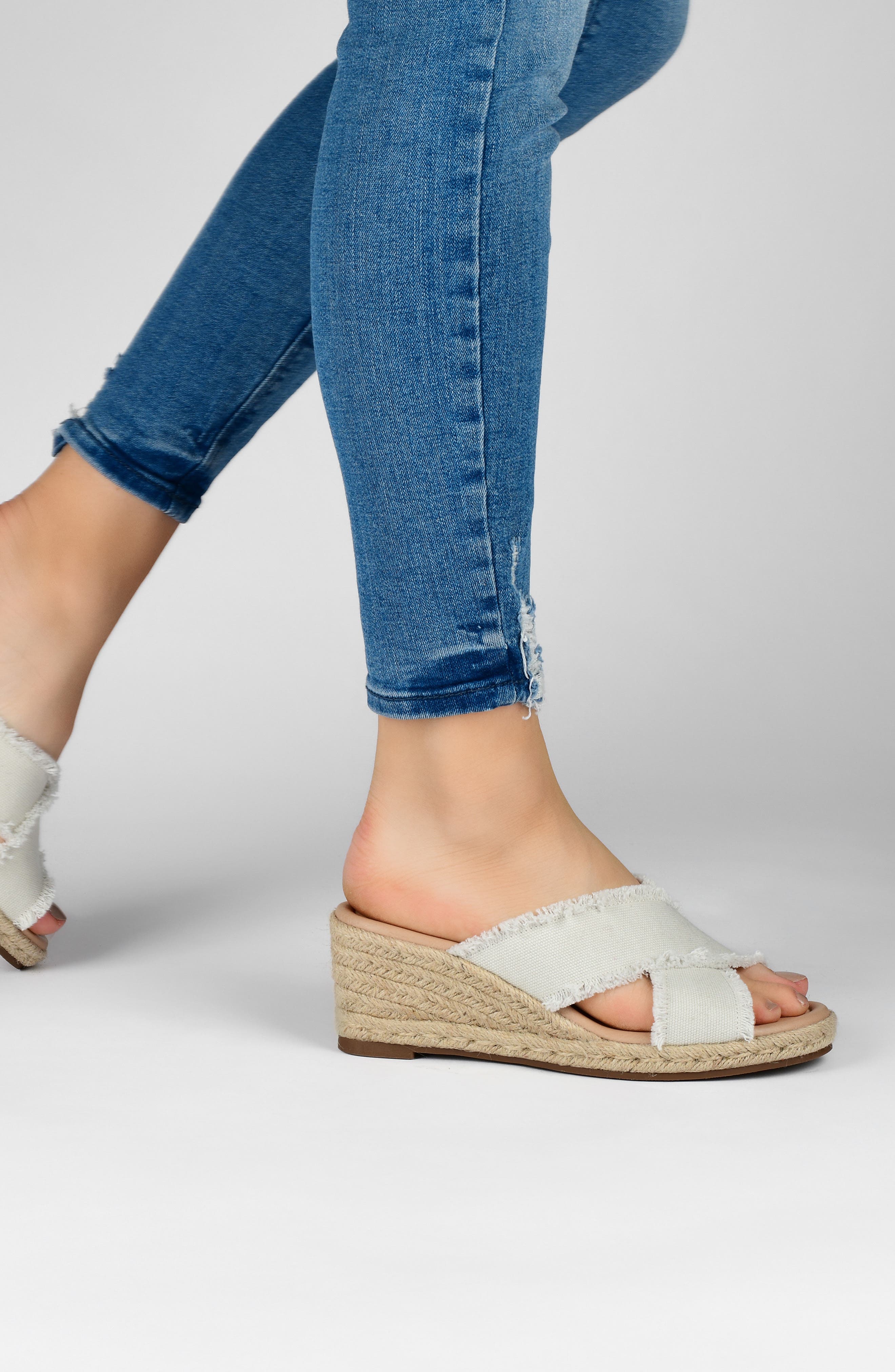 JOURNEE Shanni Slip-On Espadrille Wedge Sandal, Alternate, color, GREY