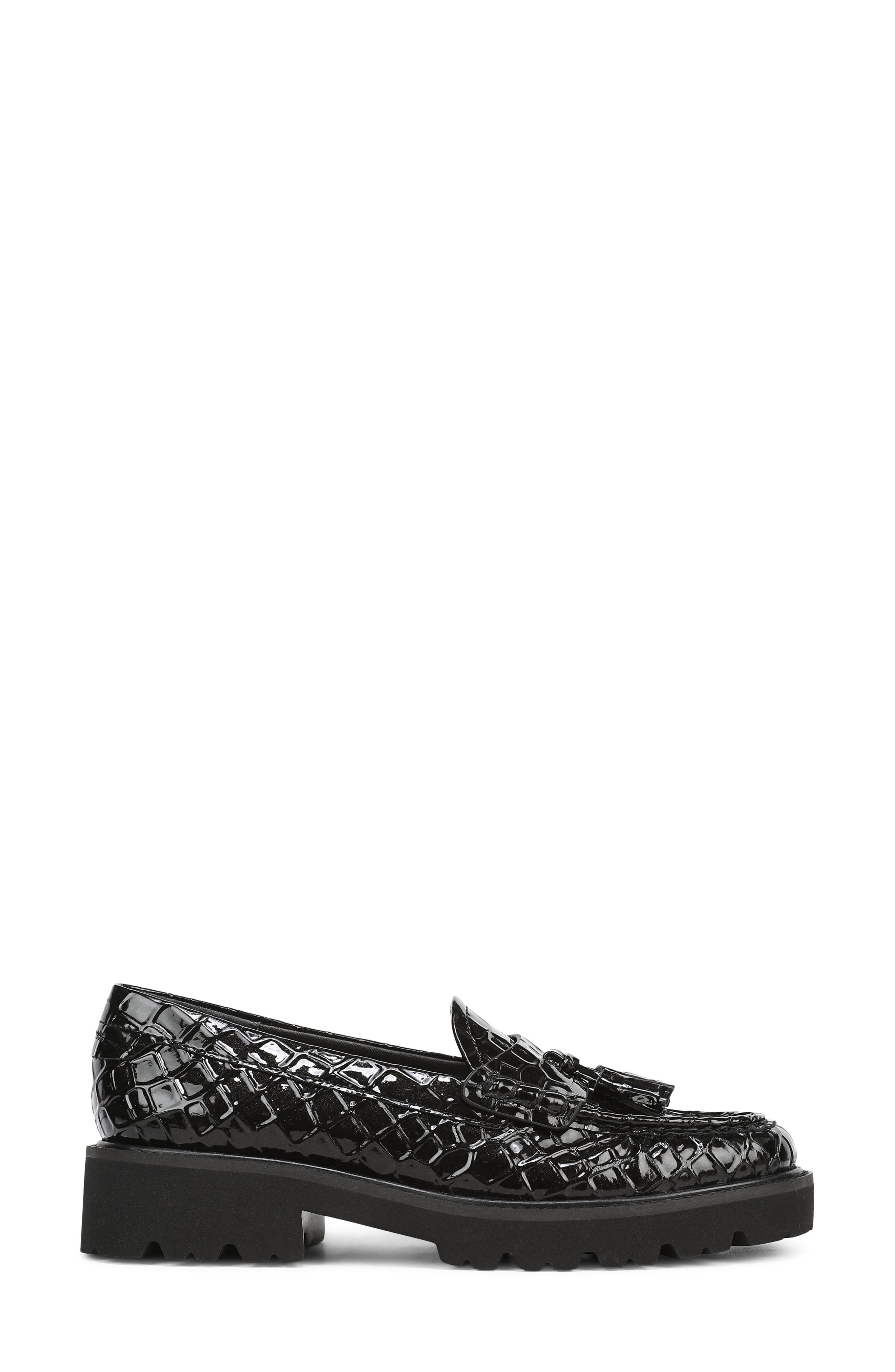 Sarika Tassel Loafer, Alternate, color, BLACK CROCCO PU